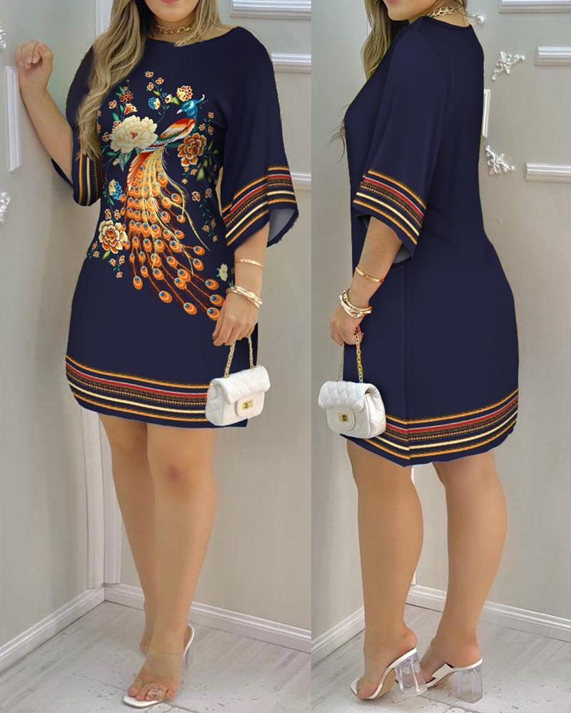 Women Spring Summer Printed Half Sleeve Dress 6