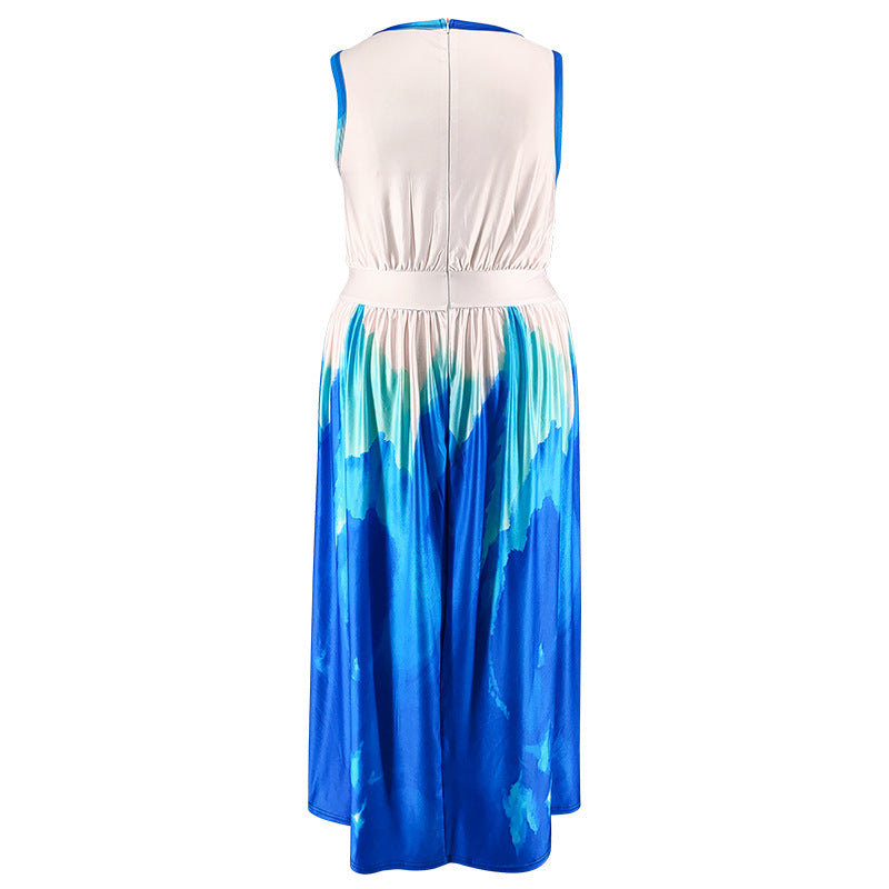 Plus Size Women Sleeveless Round Neck Elegant Dress 6