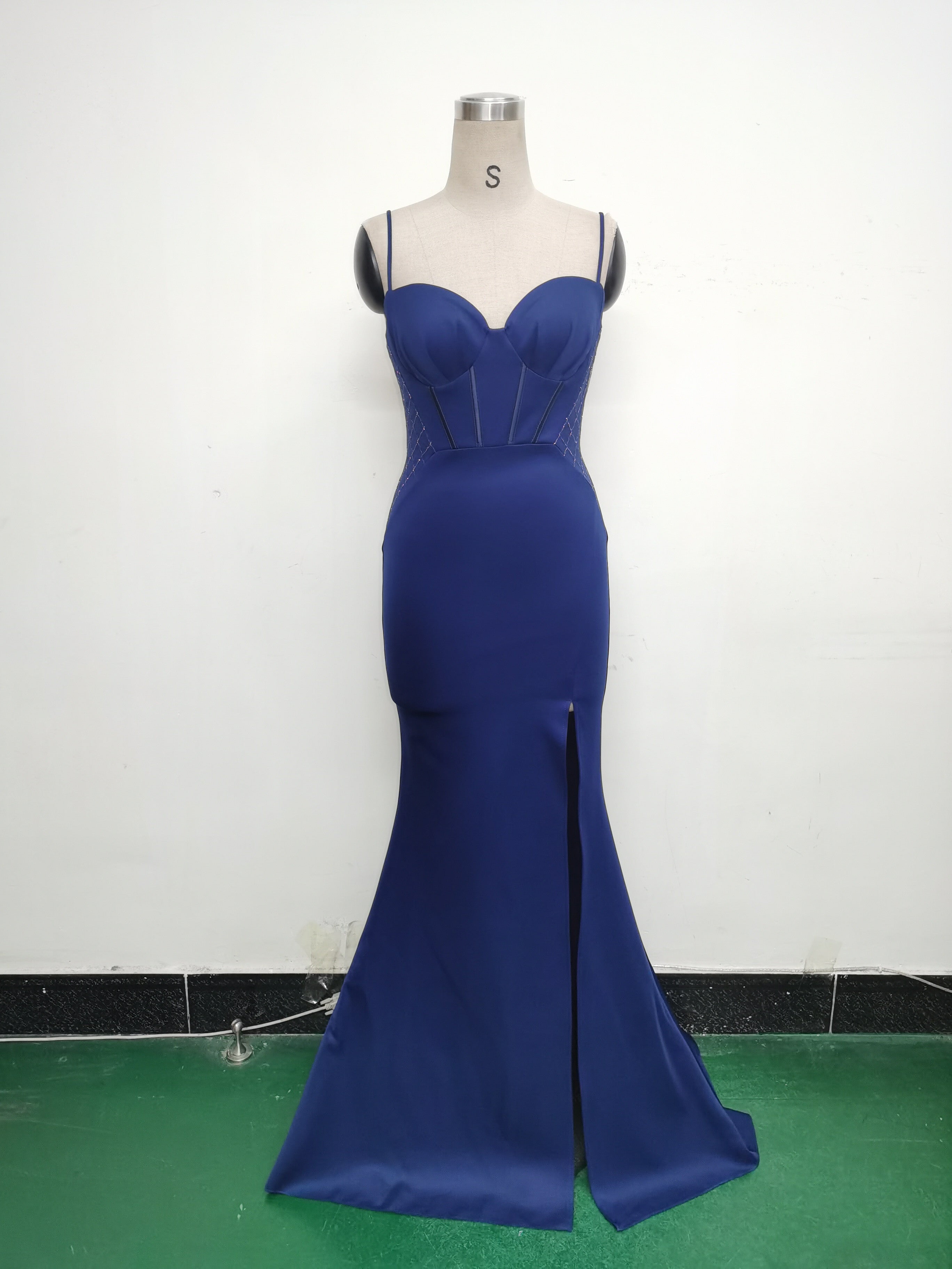 Women Fishbone Lace Sequin Formal Dinner Wedding Fishtail Evening Dress 31