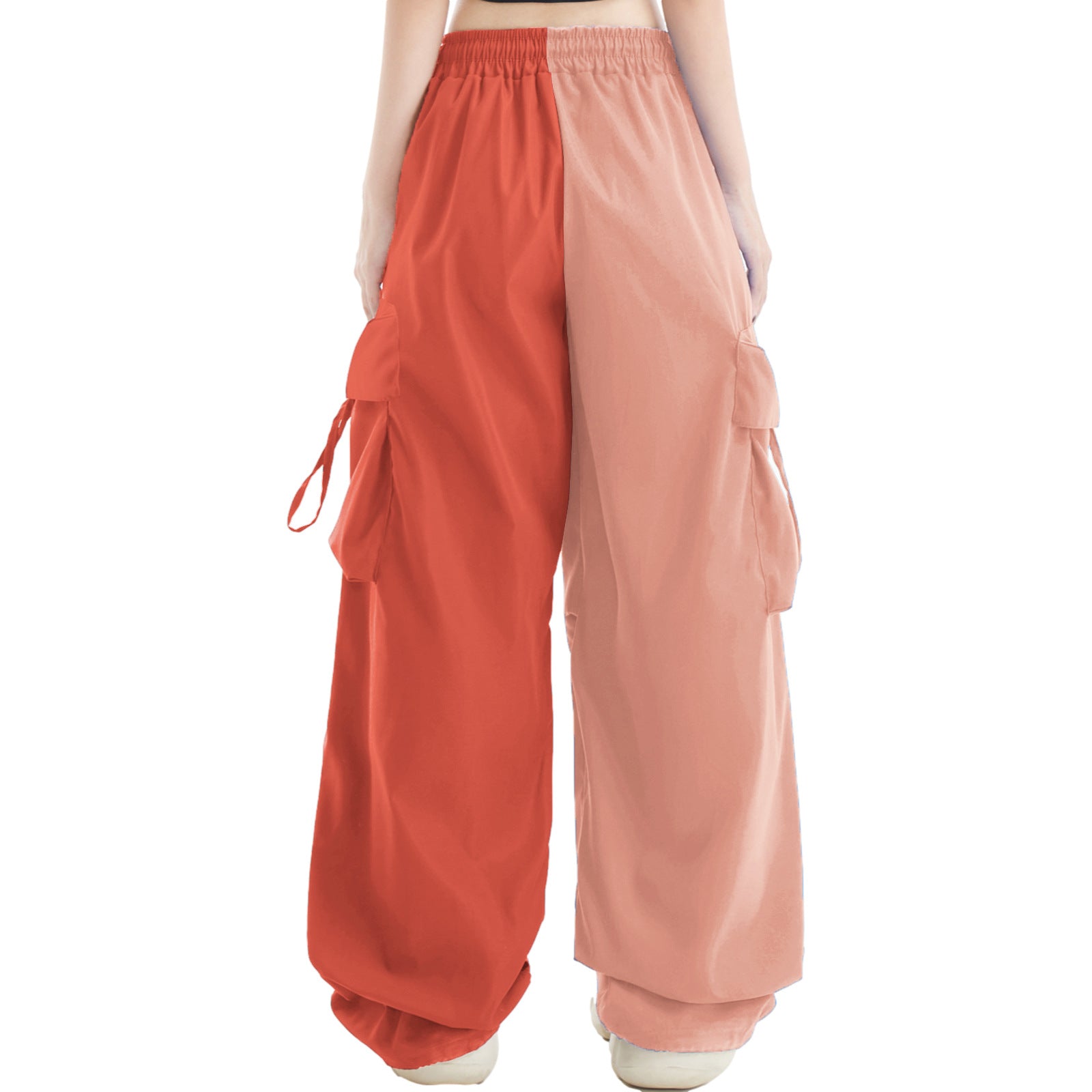 American Contrast Color Loose Wide Leg Cargo Pants Hip Hop Color Matching Fashion Casual Sports Trousers for Women 9