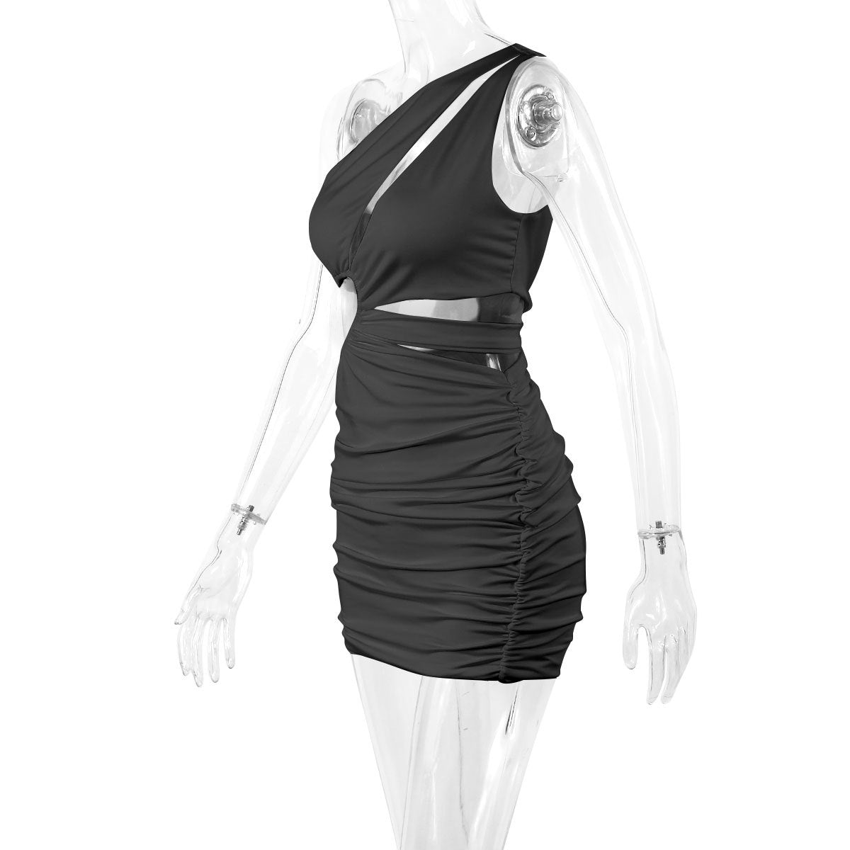 Women Sexy Slash Shoulder Hollow Bodycon Dress 11