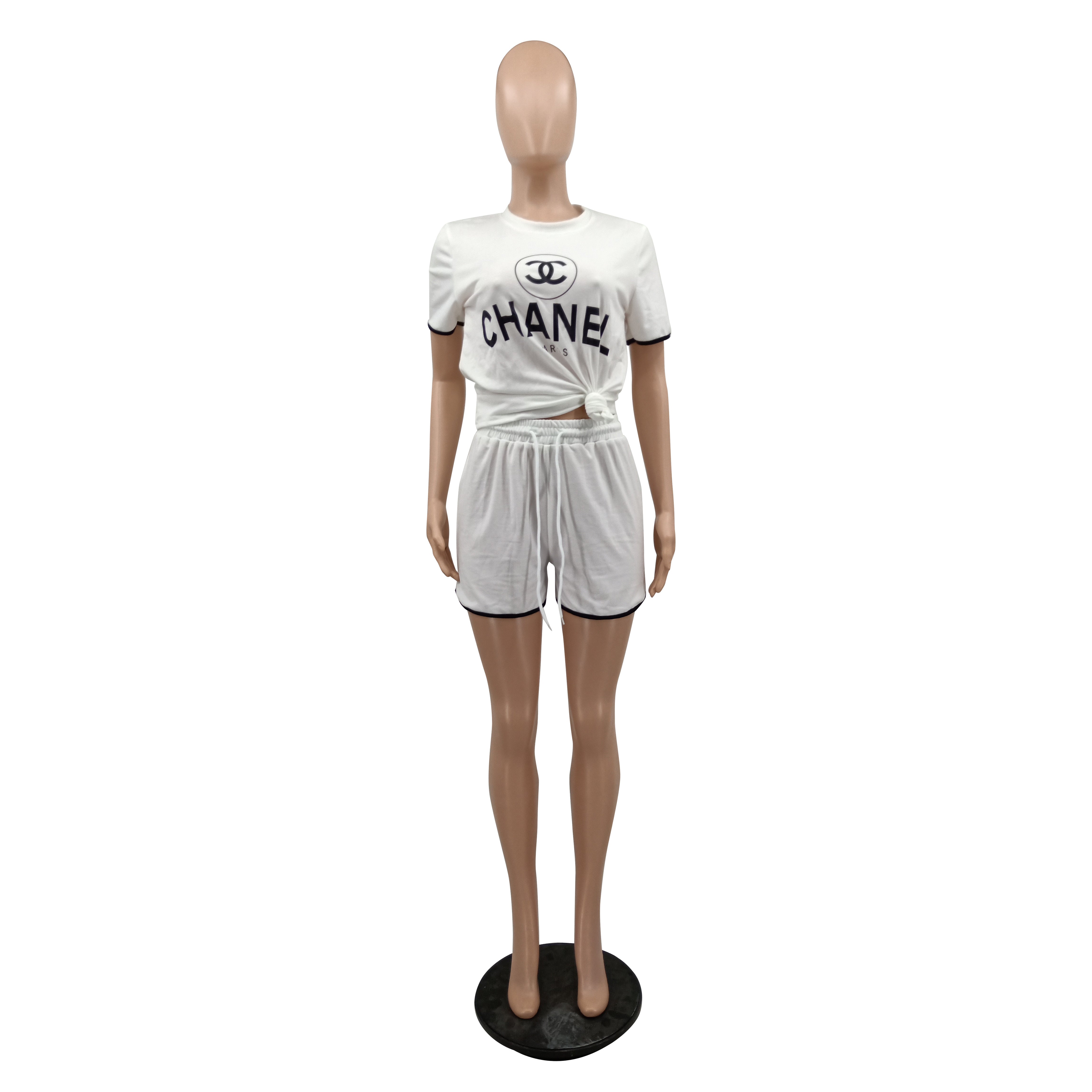 Women's Summer Elegant Chic Casual Fashion High-Quality Cotton Two-Piece Shorts Set 6