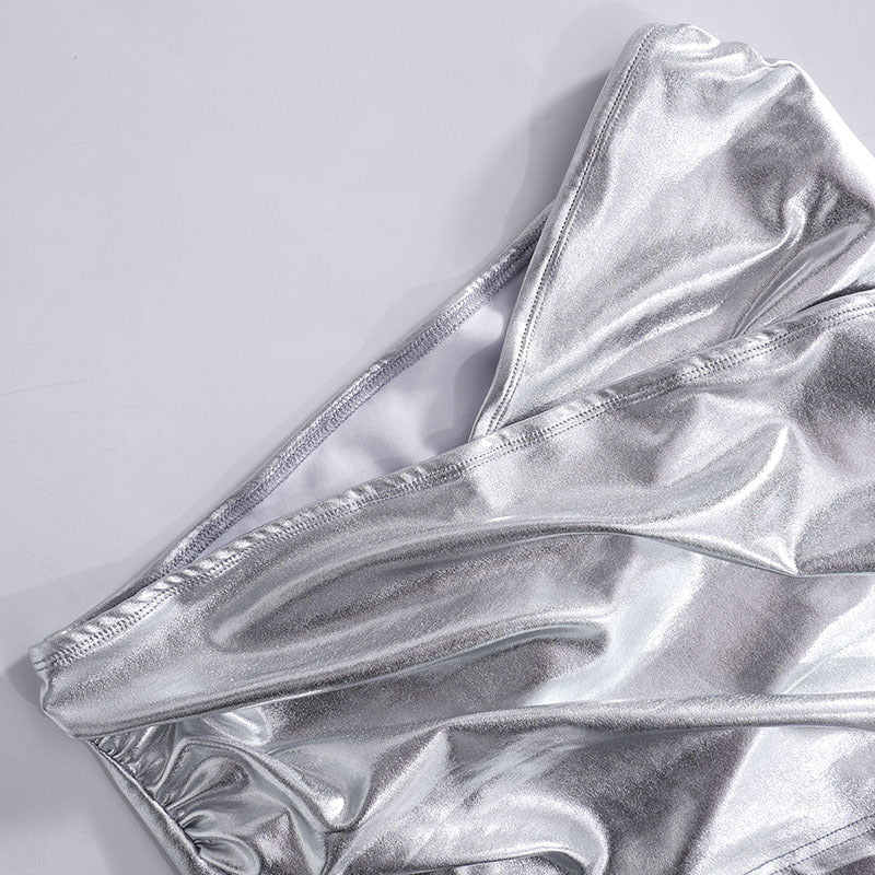 Women's Spring Summer PU Leather Bodycon Slit Casual Ultra Short Skirt 11