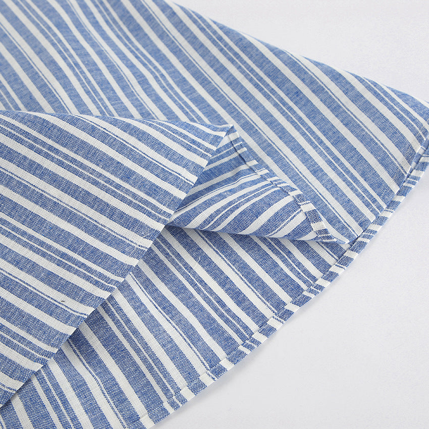 Women Striped V-Neck Sleeveless Top and Skirt Two-Piece 21