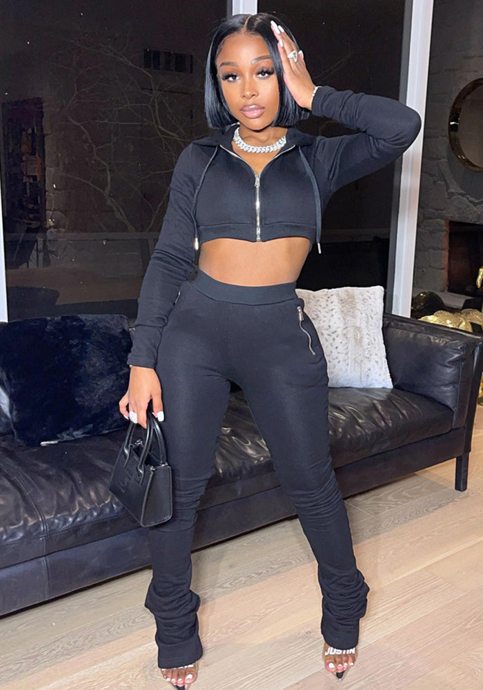 Fashion Casual Women's Hooded Long-Sleeved Top Pants Set Two-Piece Set 8