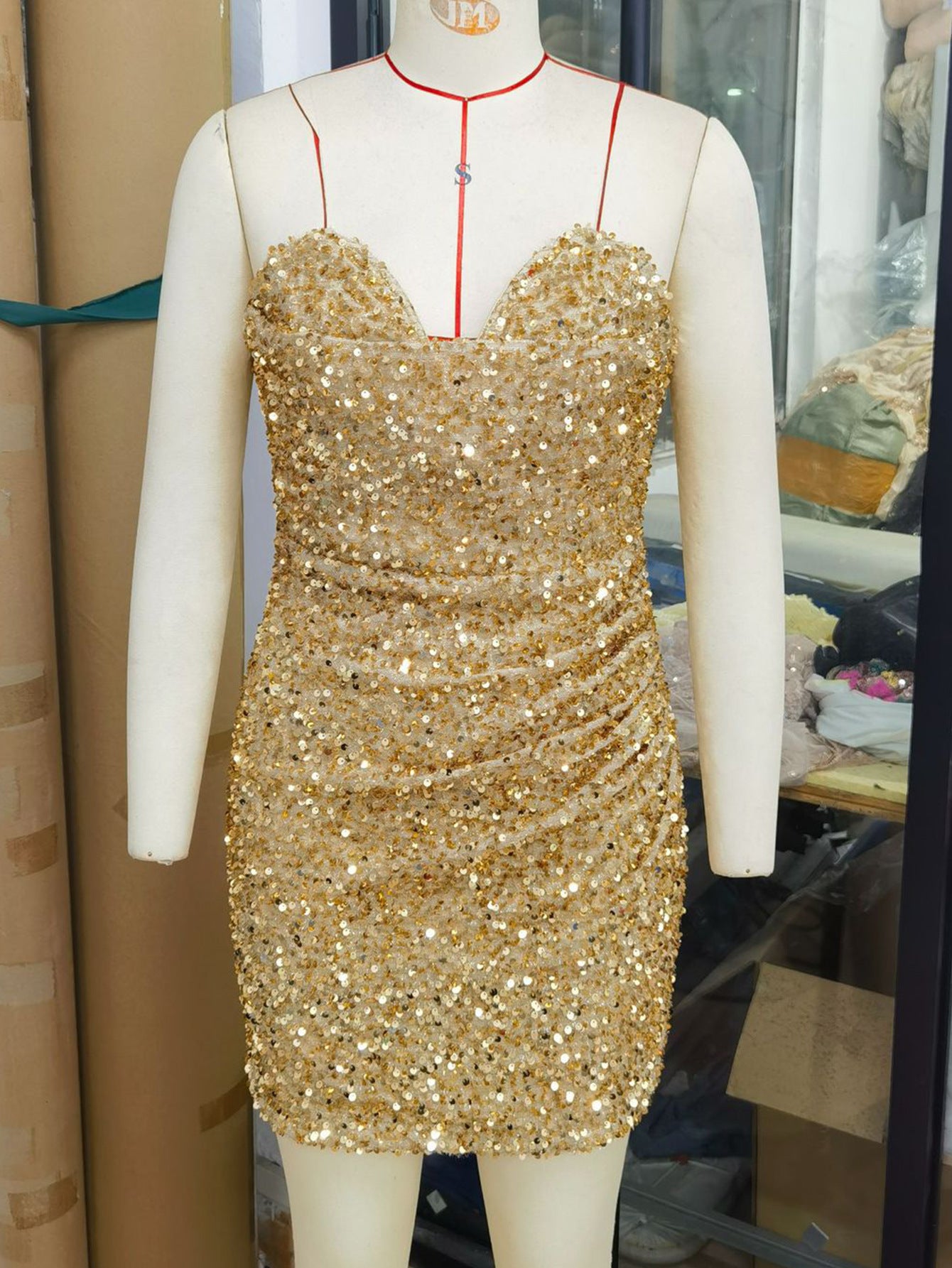 Women Sexy Backless Sequined Dress 14