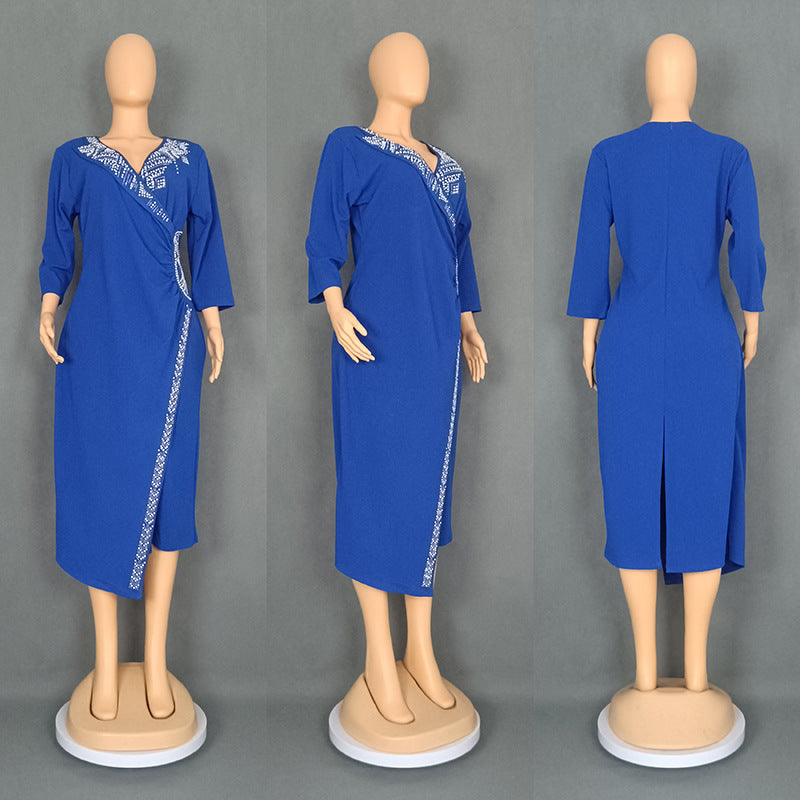 Plus Size African Style Beaded Party Evening Dress 13