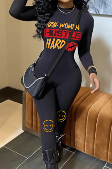 Women Printed Long Sleeve Jumpsuit