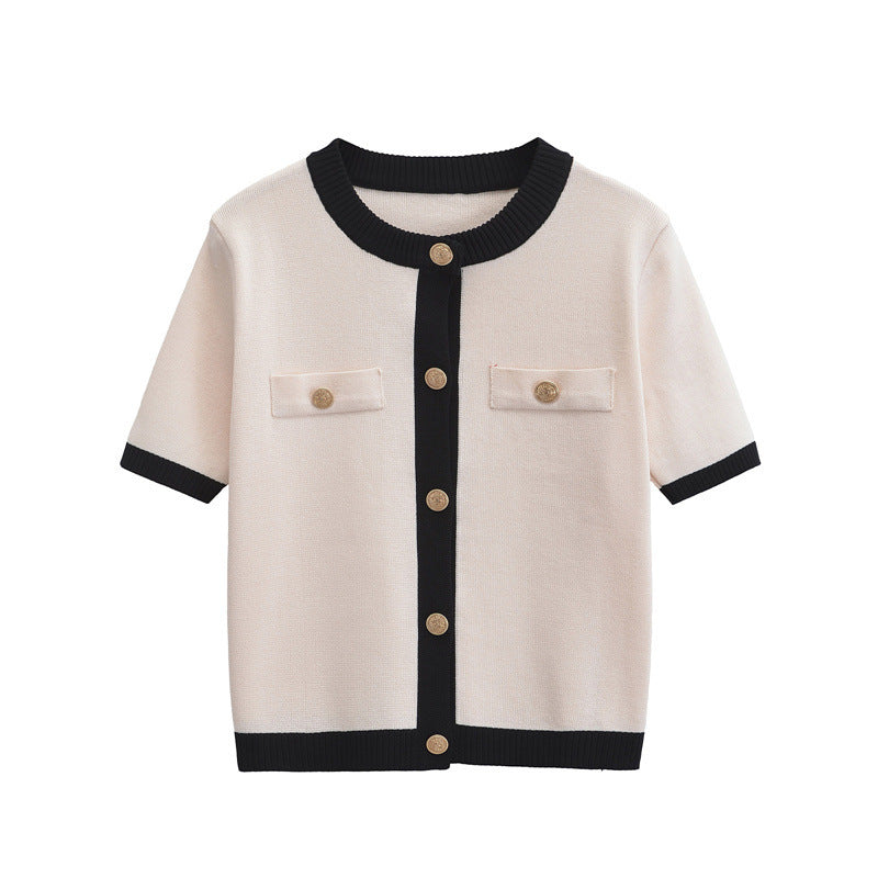 Women Spring and Autumn White Knitting Cardigan Sweater Top