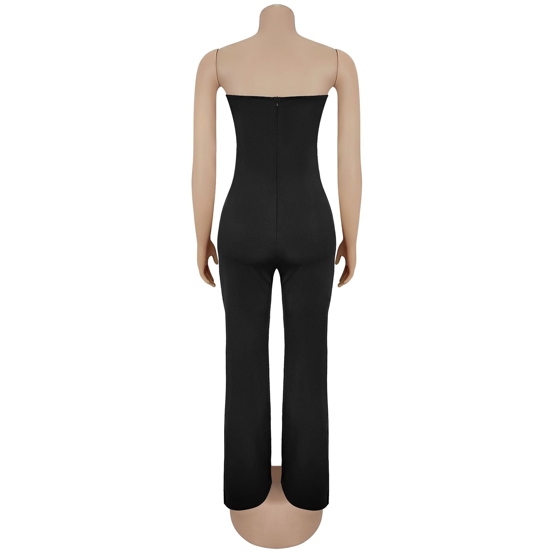 Women Sexy Strapless Solid Beaded Jumpsuit 7