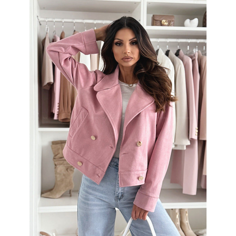 Solid Color Long Sleeve Puff Short Jacket