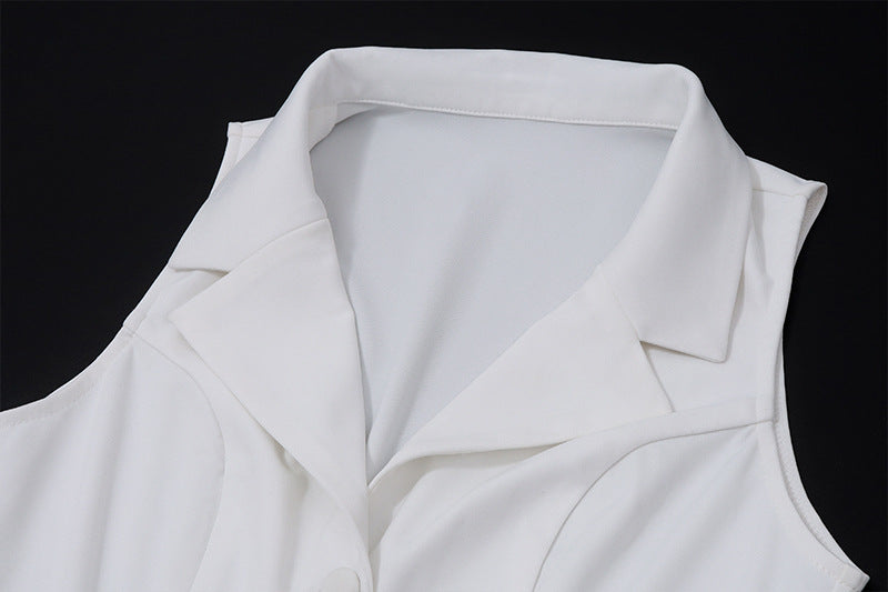 Women spring sexy v-neck vest and pleated Skirt two-piece set 10