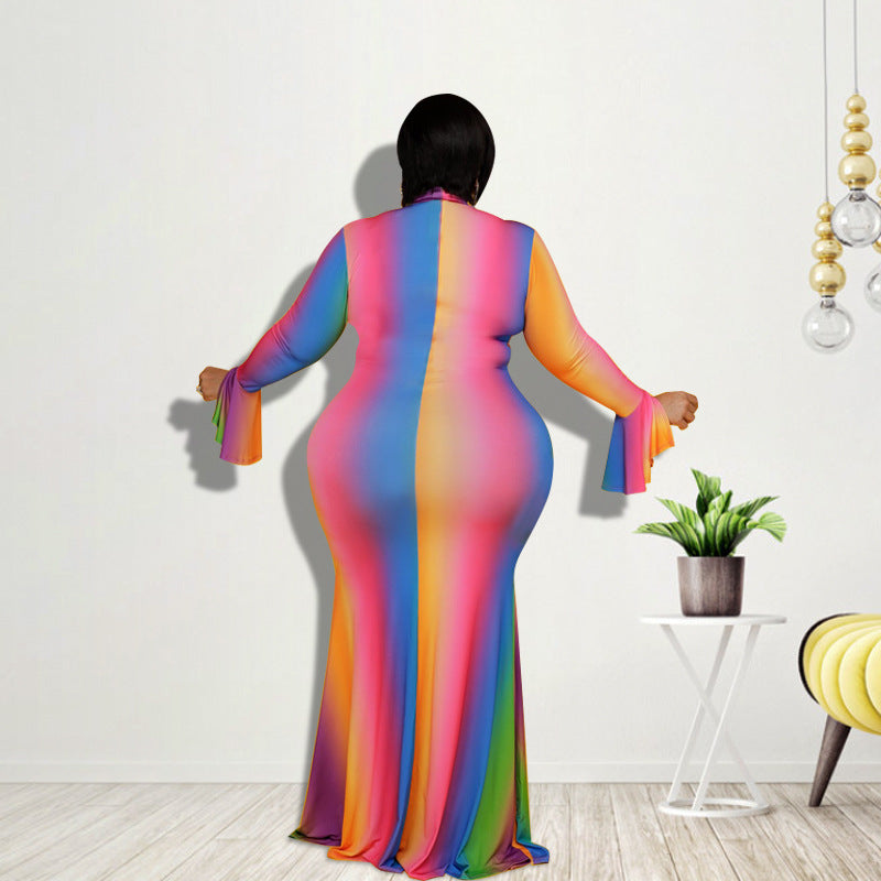 Plus Size Women Gradient Print Dress