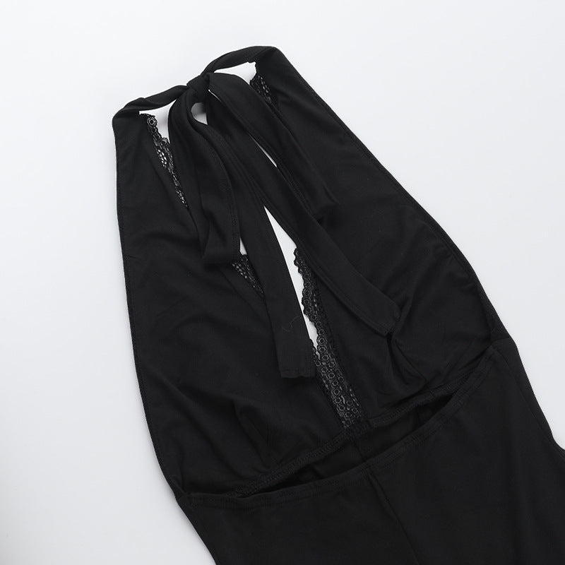 Women V Neck Hollow Sexy Halter Neck Summer Backless Jumpsuit 14