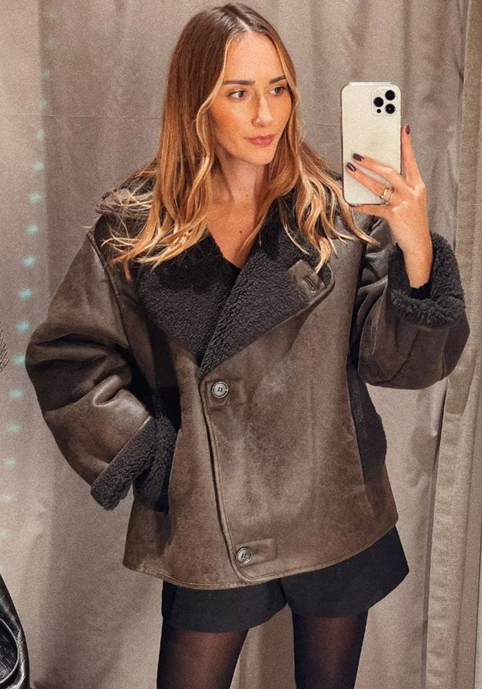 Winter Turndown Collar Loose Fur Jacket