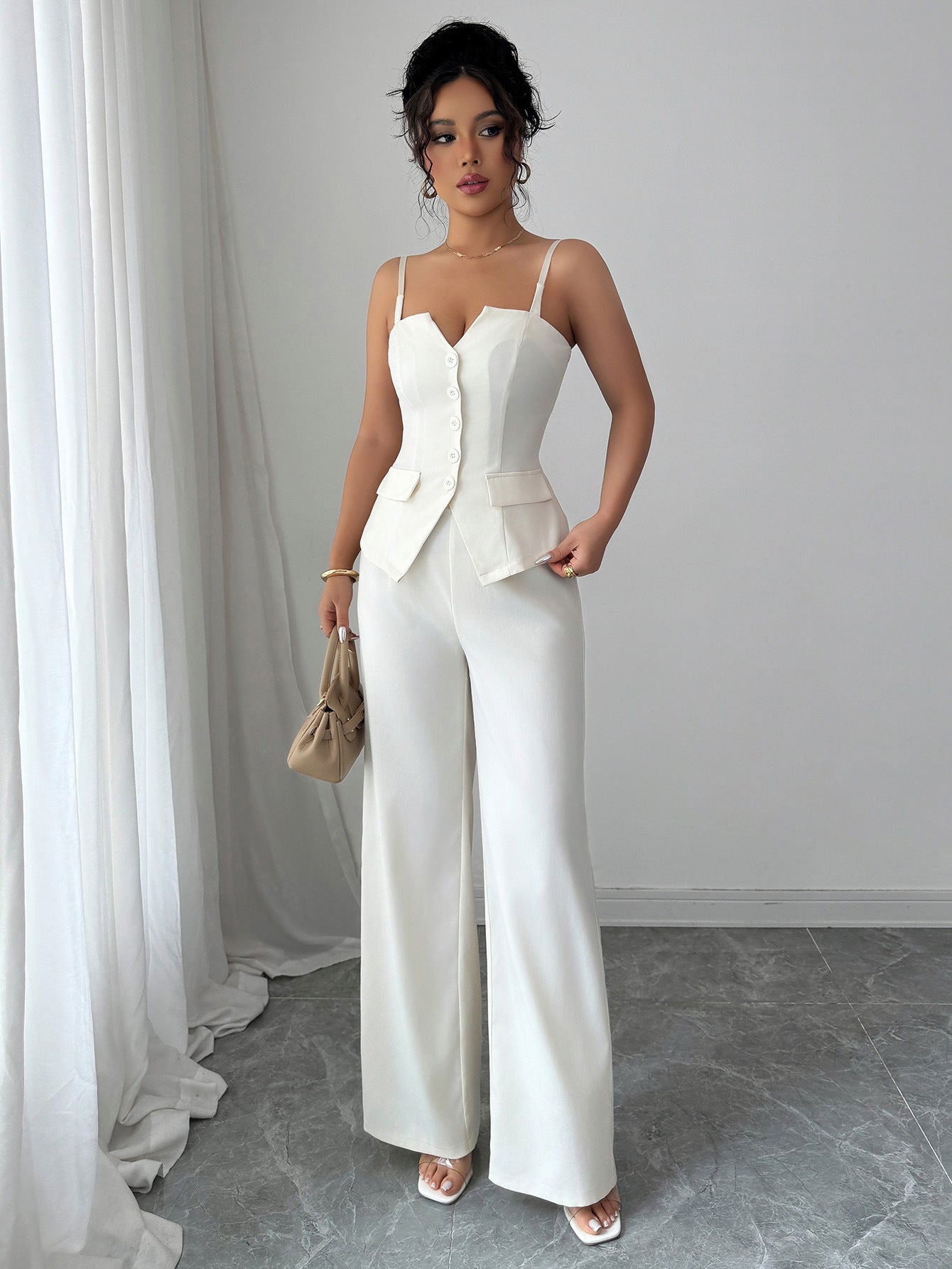 Chic Casual Sleeveless Vest & Wide-Leg Pants Set 4