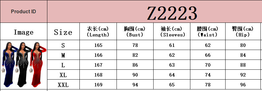 Women Sexy Party Long Sleeve Beaded Fishtail Dress 13