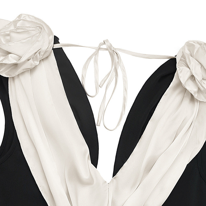 Women Party Sleeveless Contrast Dress 20