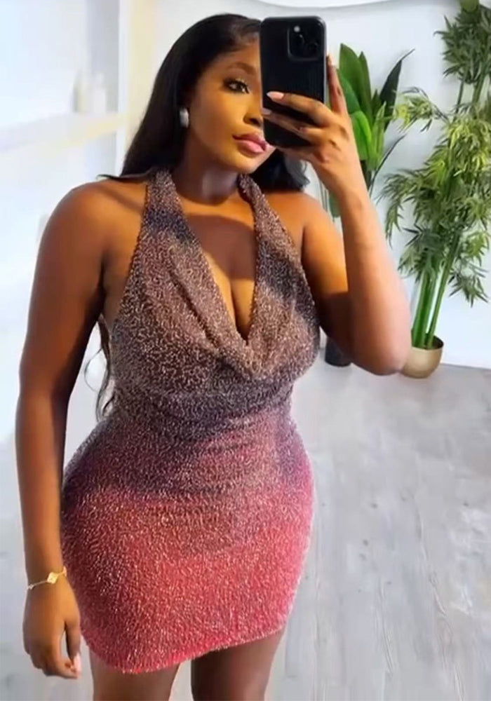 Women African Summer Sexy Bcakless Dress