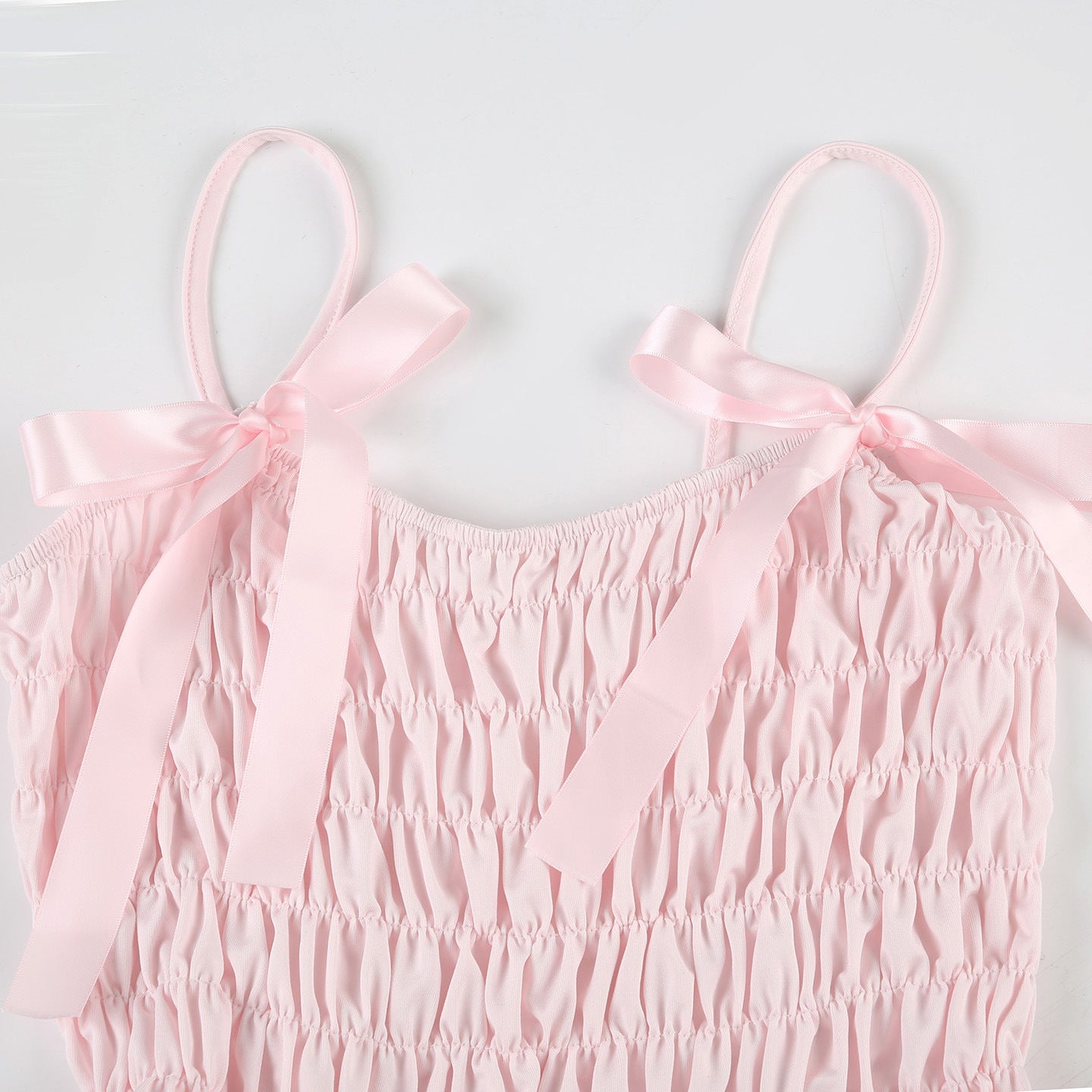 Women Bow Pleated Camisole Shorts Two-Piece Set 13