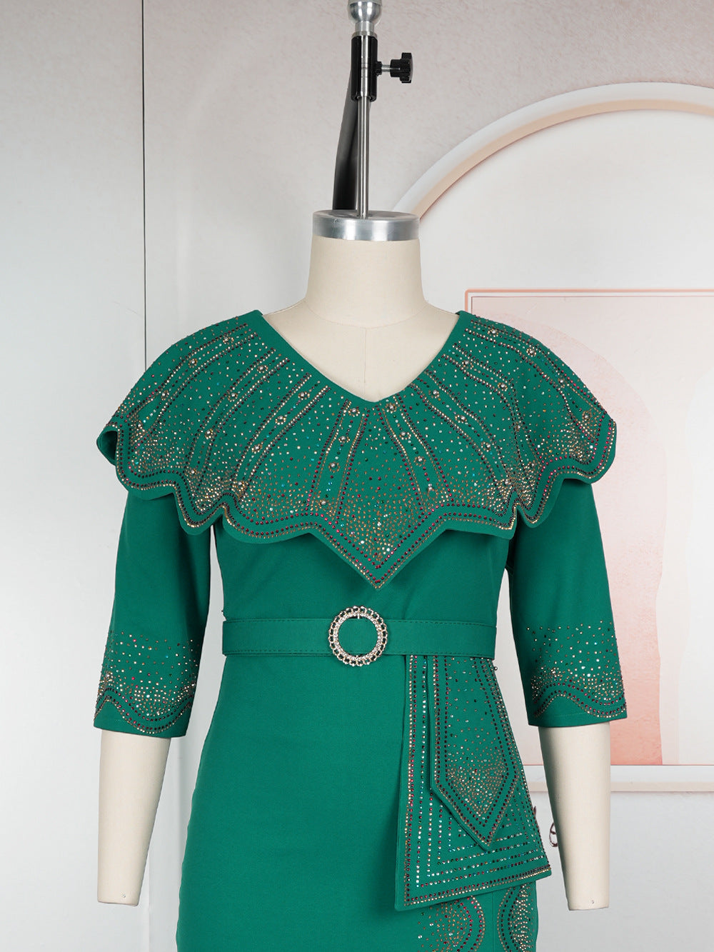 Africa Plus Size Women's Fashion Chic Elegant Formal Party Beaded V-Neck Dress 19