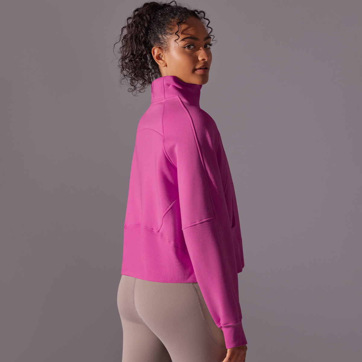 Women Solid Yoga Casual Outdoor Sports Loose Long-sleeved Top 8