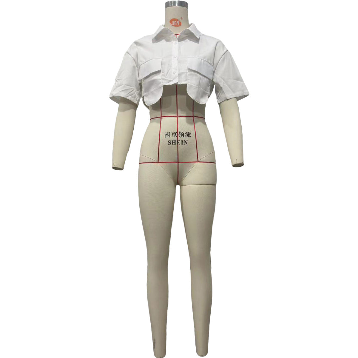 Spring Summer Women's Short Sleeve Solid Color Short Sleeve Crop Shirt 7