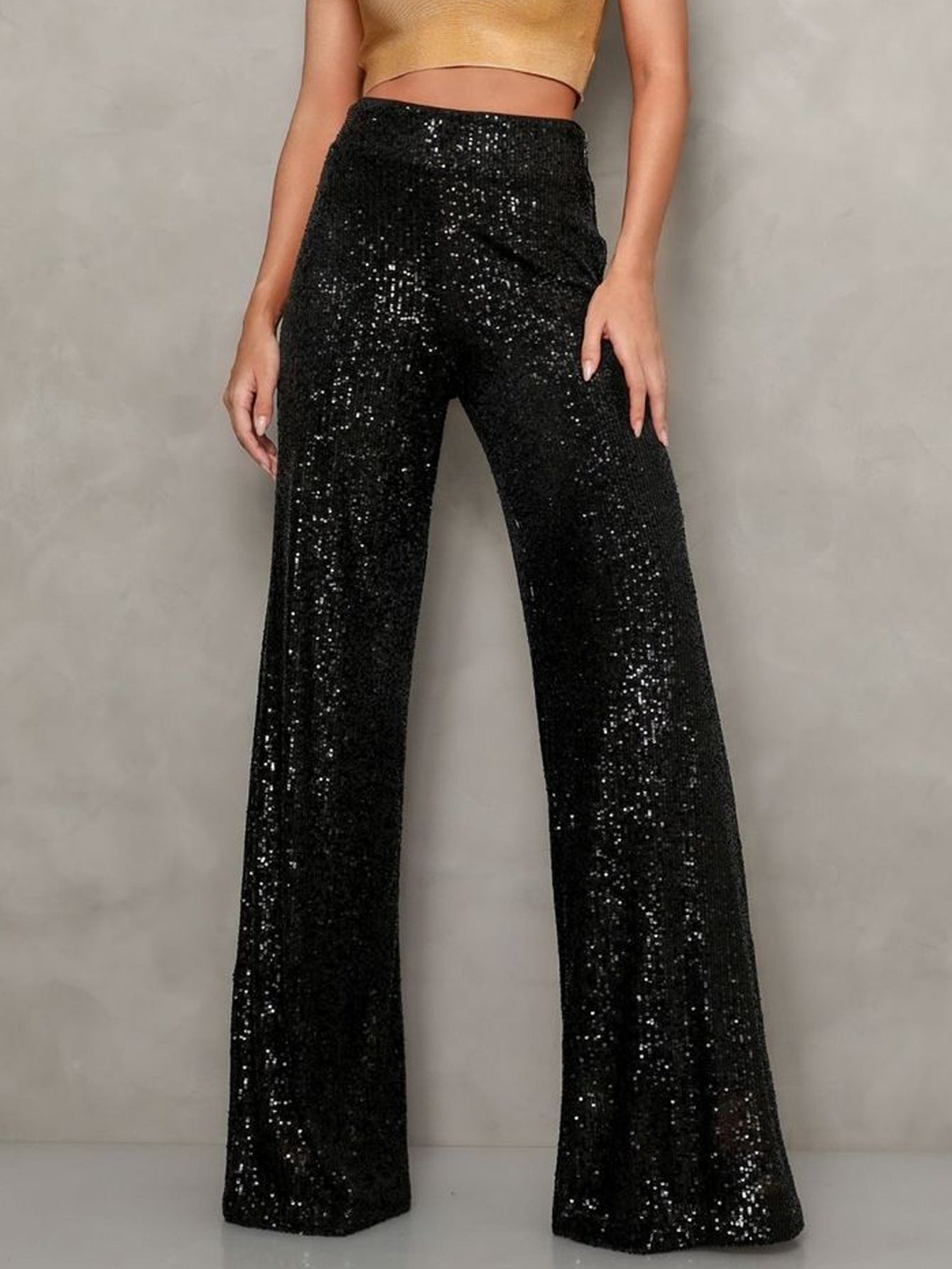 Women Elegant Sequin Party Wide Leg Pants 5