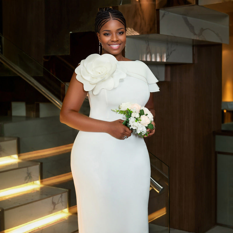 Women Formal Party Round Neck Sleeveless Floral Dress