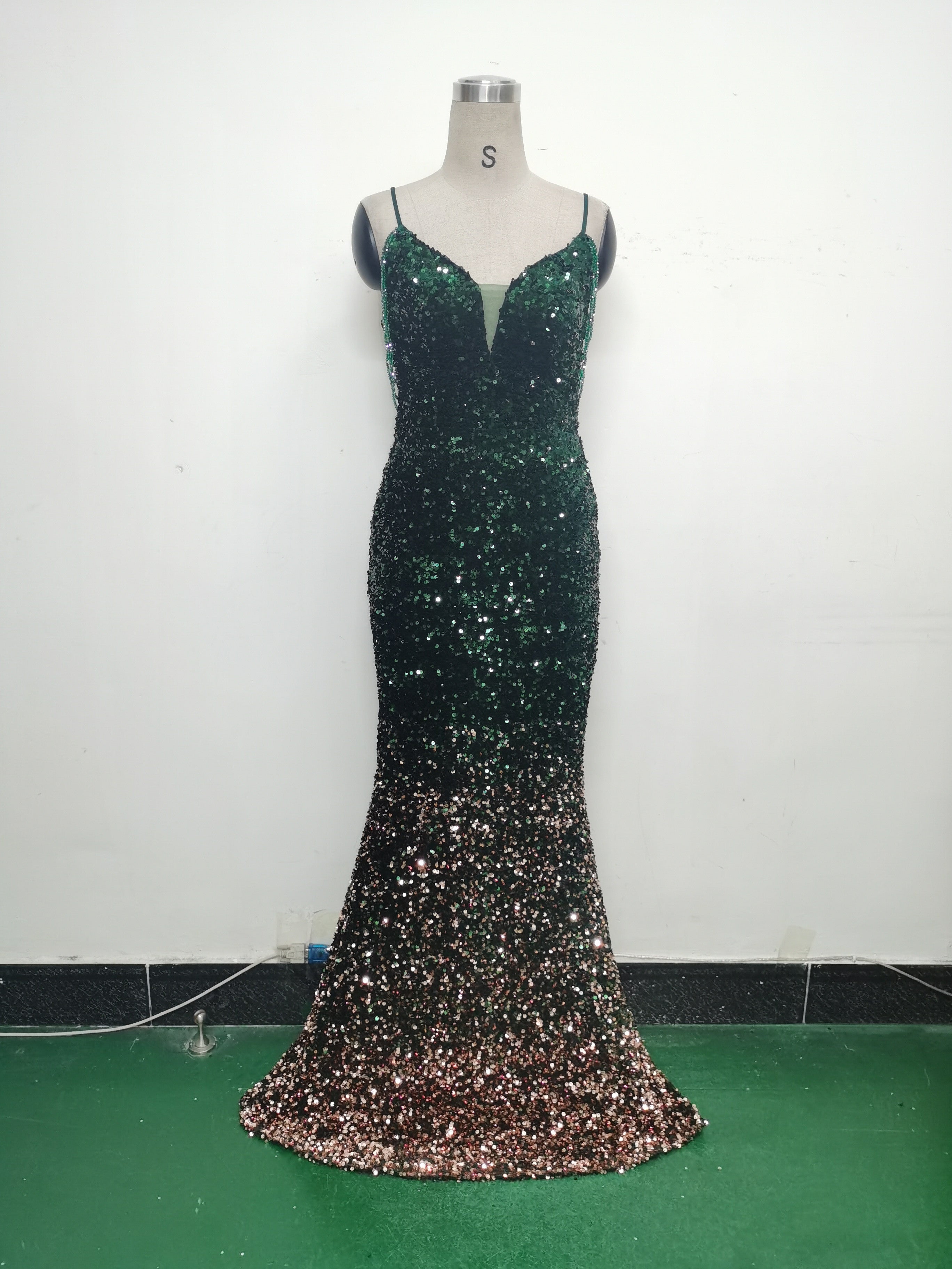 Gradient Sequins Sexy Strap Evening Dress 22