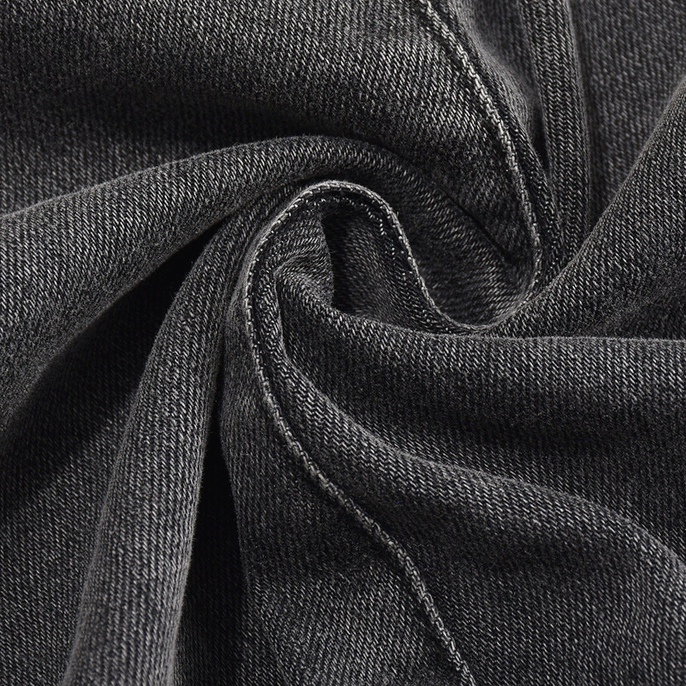 Elastic Denim Strap Single-Breasted Short Bodycon Dress 13