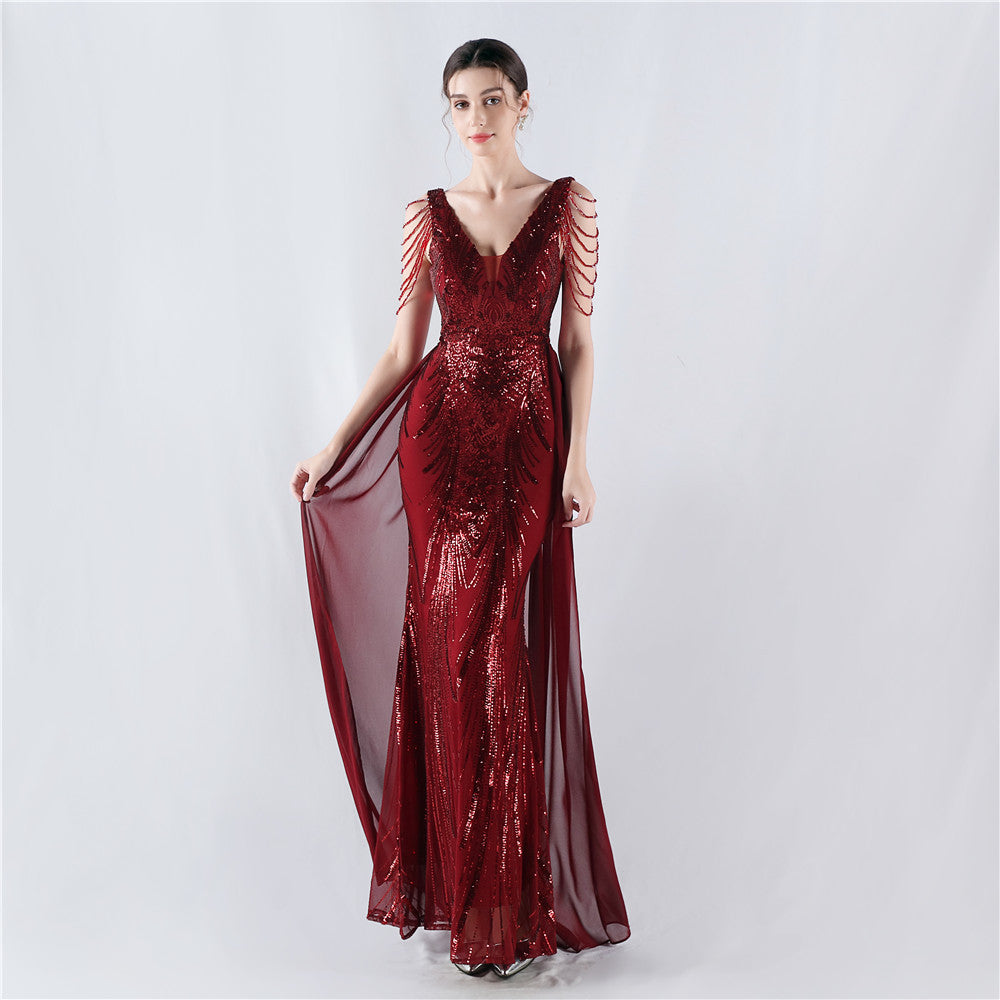 Plus Size Women Sequined Formal Party Maxi Evening Dress 14