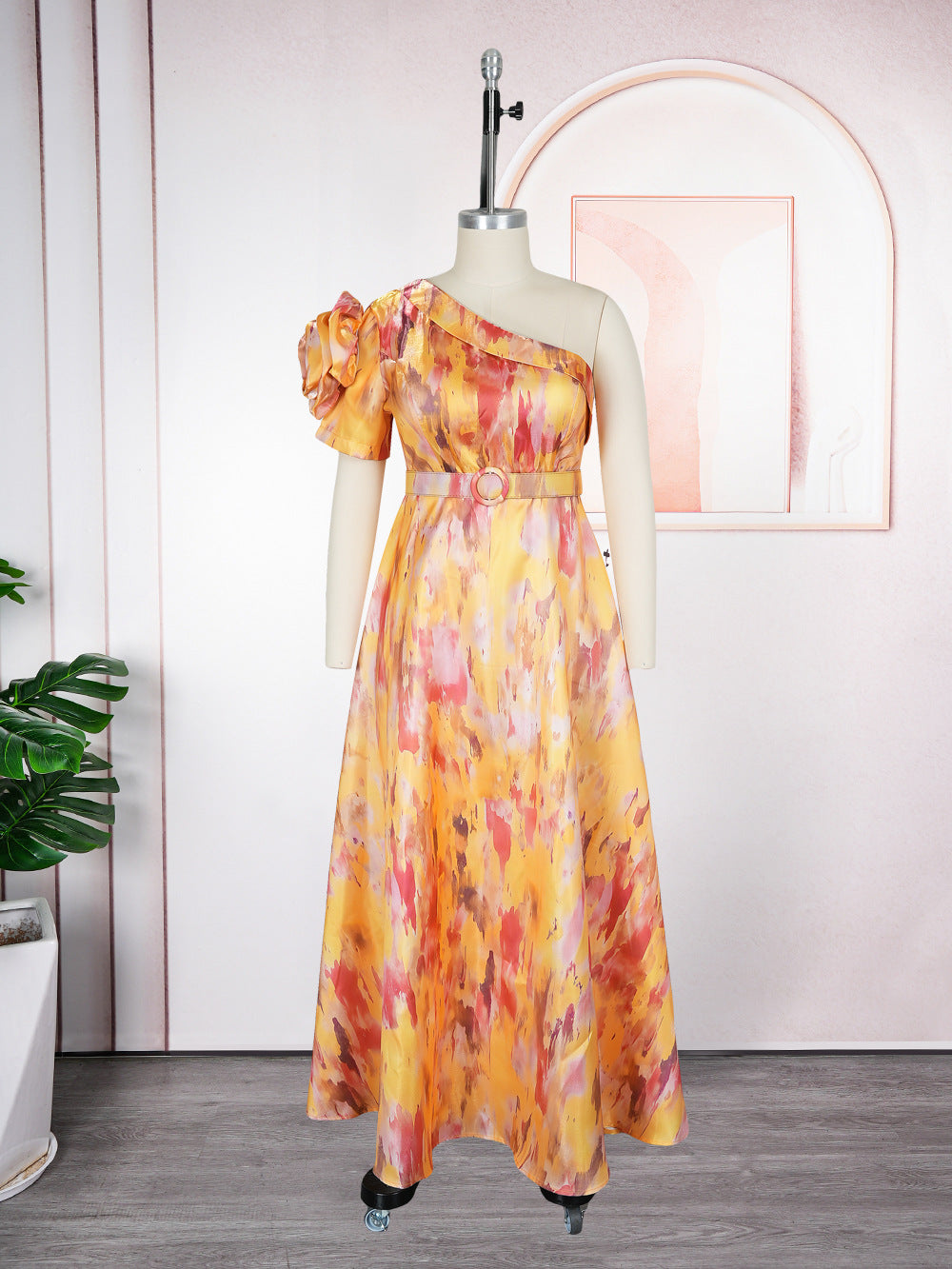 African Sexy Slash Shoulder Women's Plus Size Print Dress 10