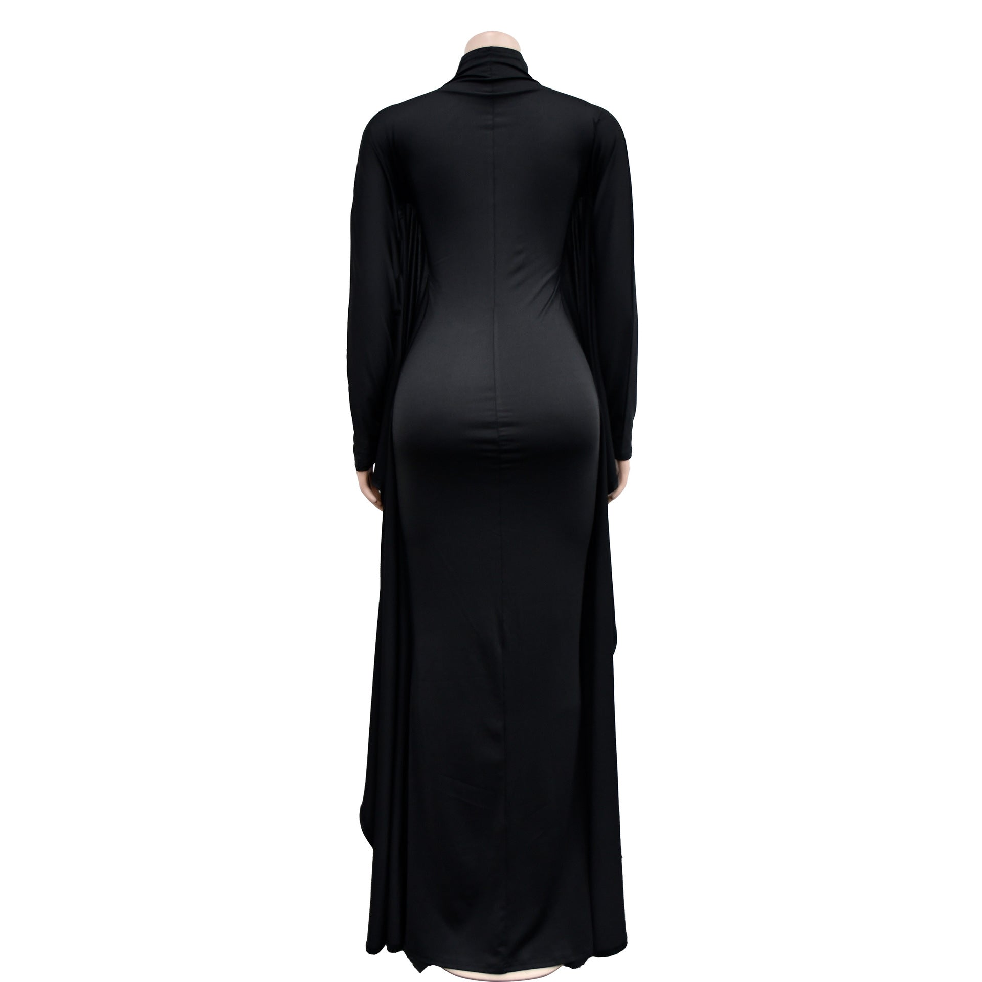 Women's fashion solid color bat style long-sleeved long dress 19