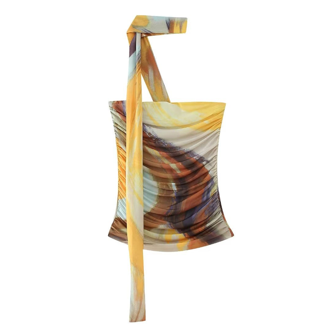 Women spring leopard print Strapless Top and Skirt two-piece set 10