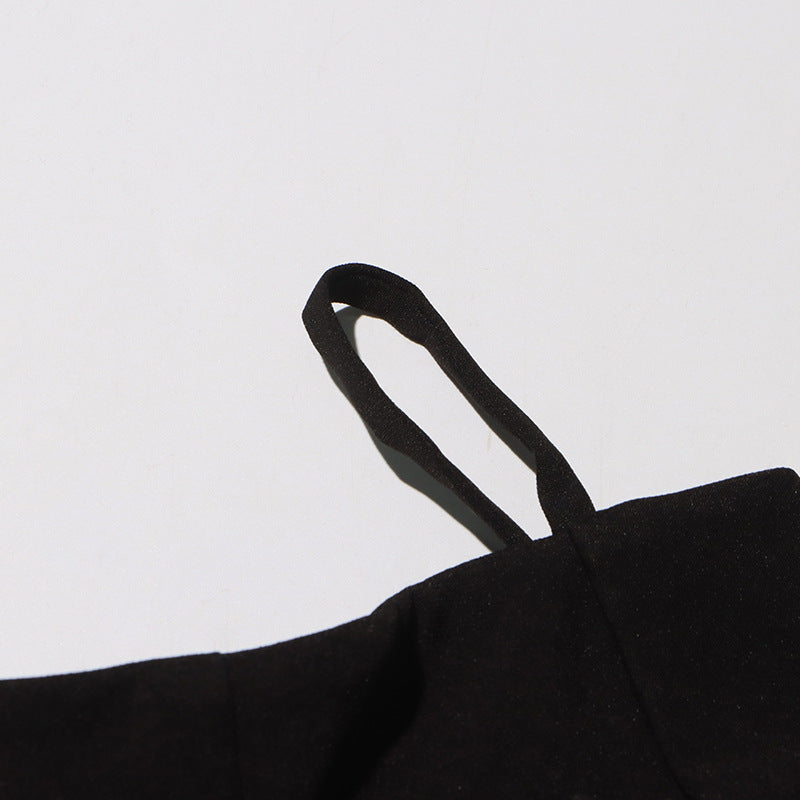 Off-Shoulder Strap Top High-Waist Pleated Skirt Two Piece Set 15