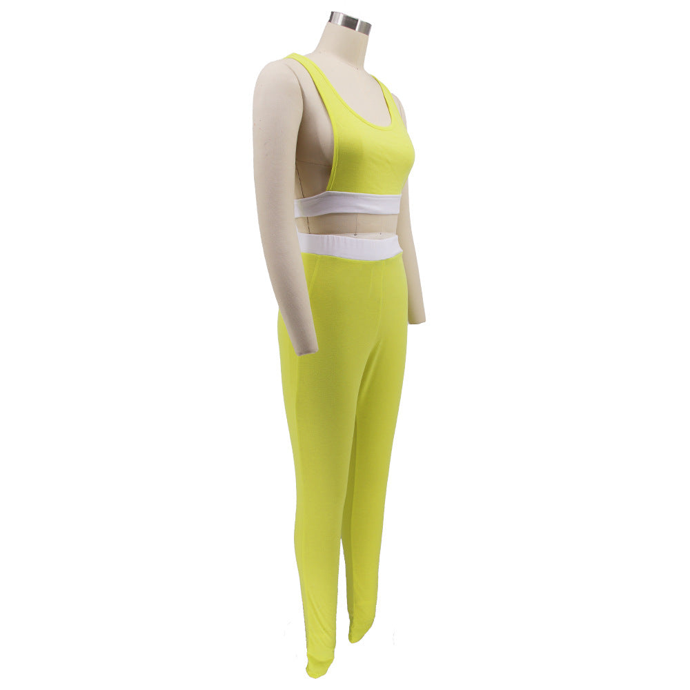 Women summer sexy vest and trousers Patchwork sports two-piece set 22