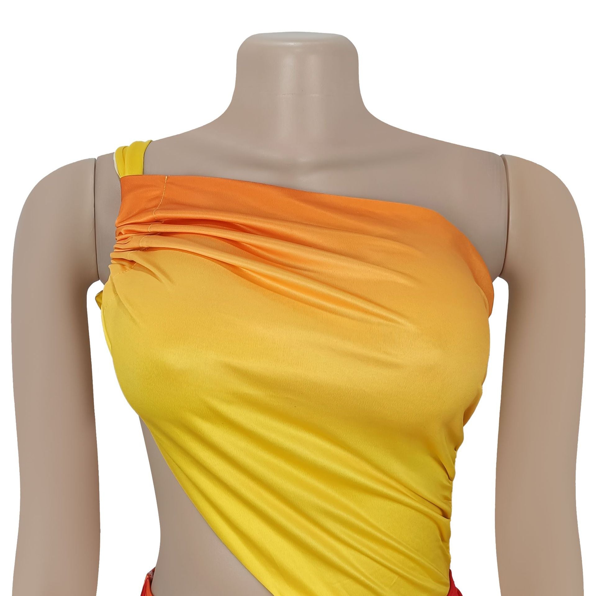 Fashion Women's Summer Sexy Slash Shoulder Bodycon Gradient Dress 18