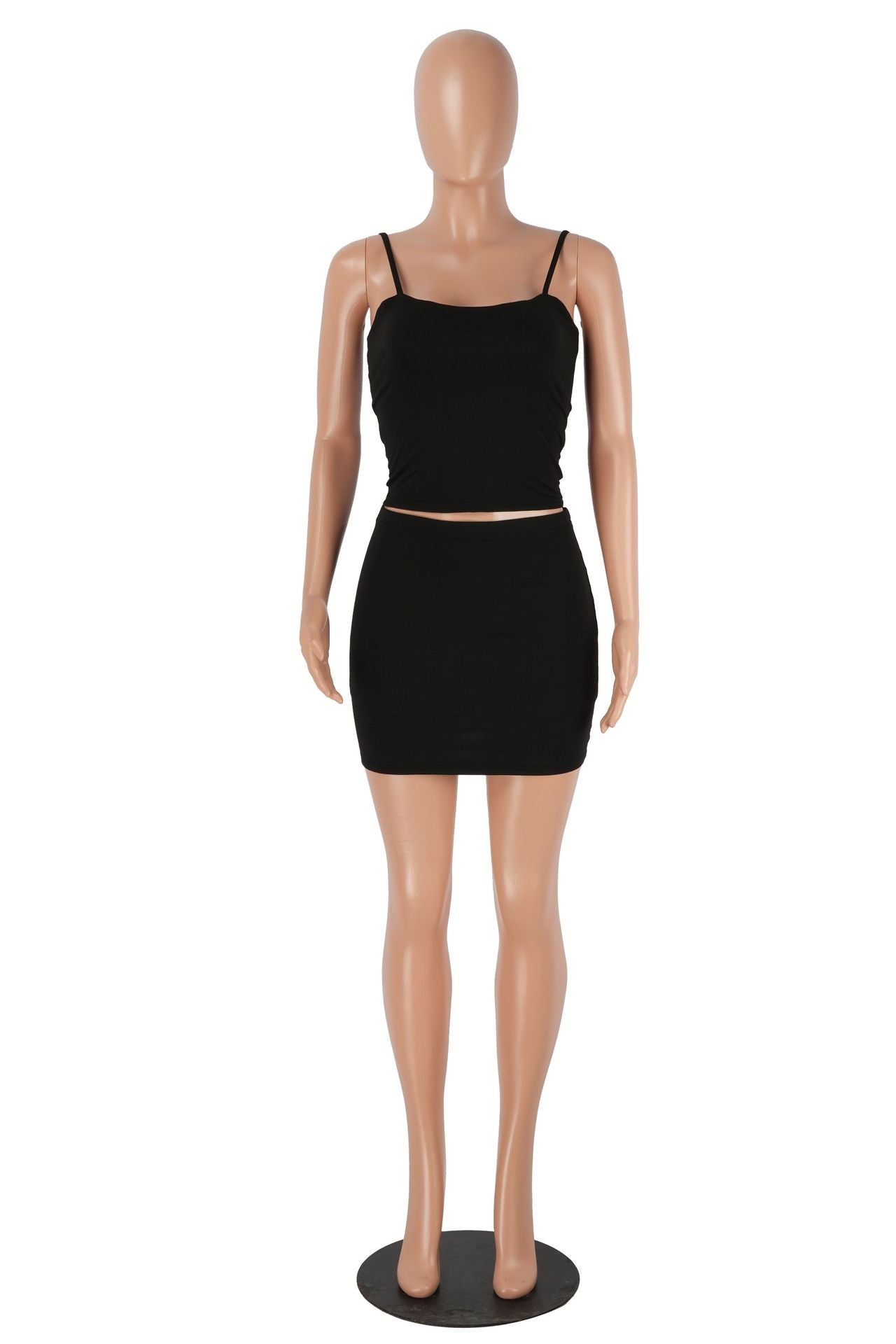 Women Summer Solid Print Suspender Top and Skirt Two Piece Set 21