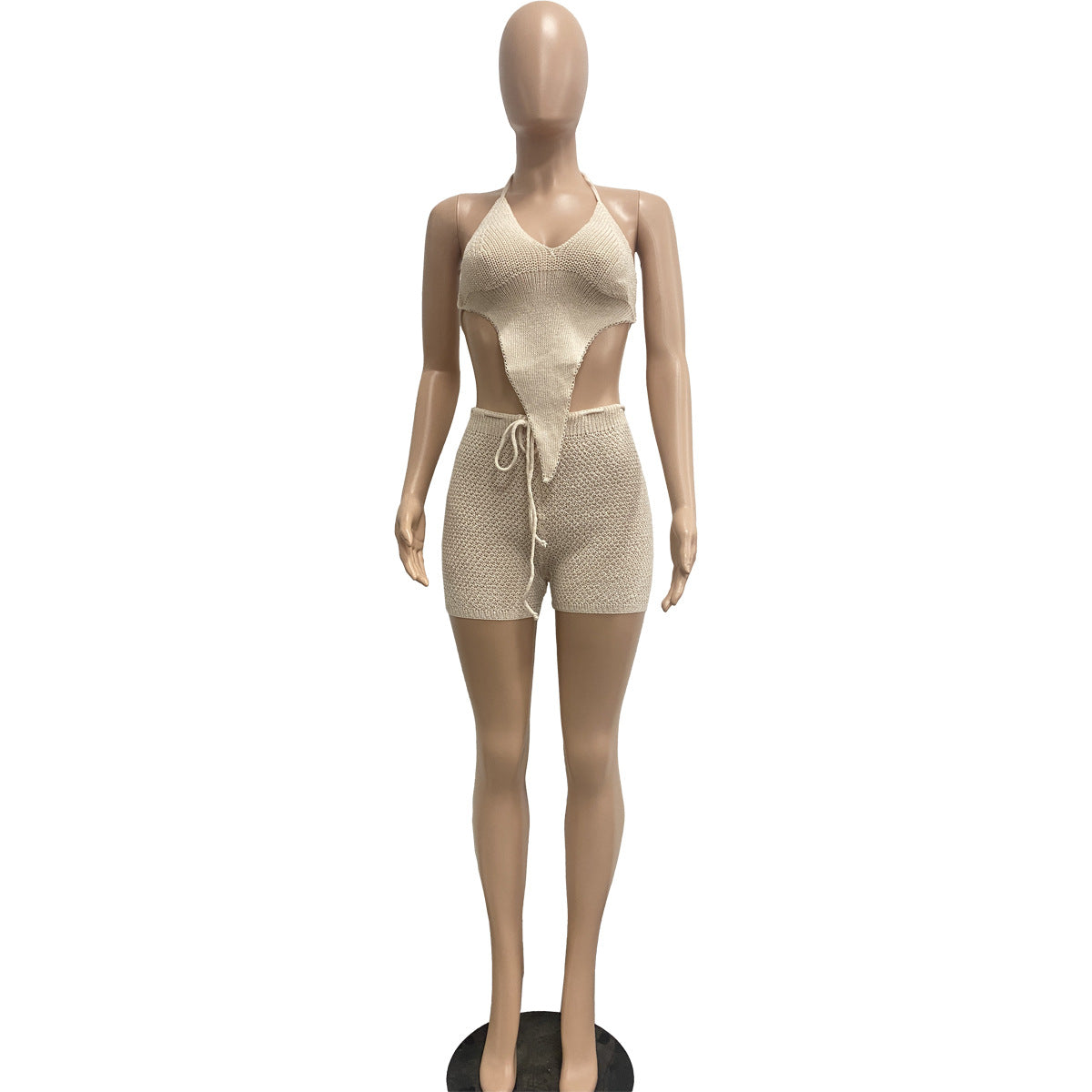 Fashion sexy sleeveless knitting two piece shorts set 16