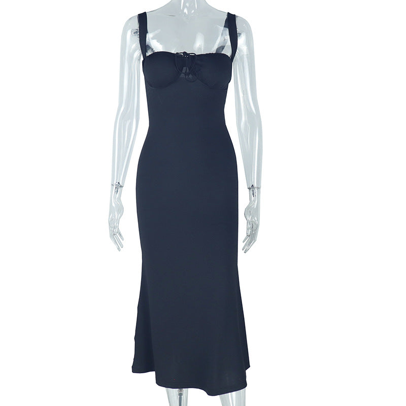 Women's Elegant Strap Solid Color Long Dress 8