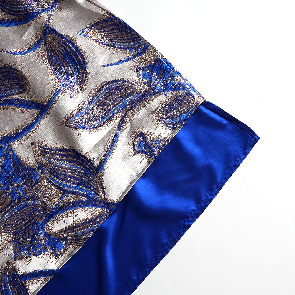 African Women's Plus Size Print Dress Jacquard Robe Headscarf 23