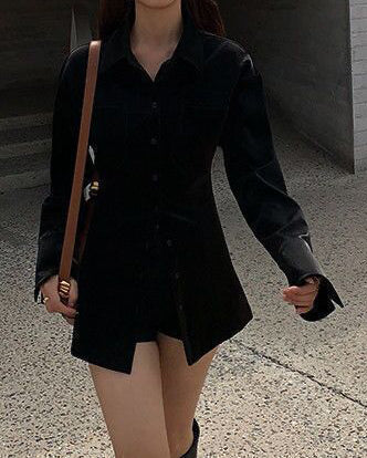 Women Spring autumn solid color Long Sleeve Slim Fit Long Sleeve Shirt 3