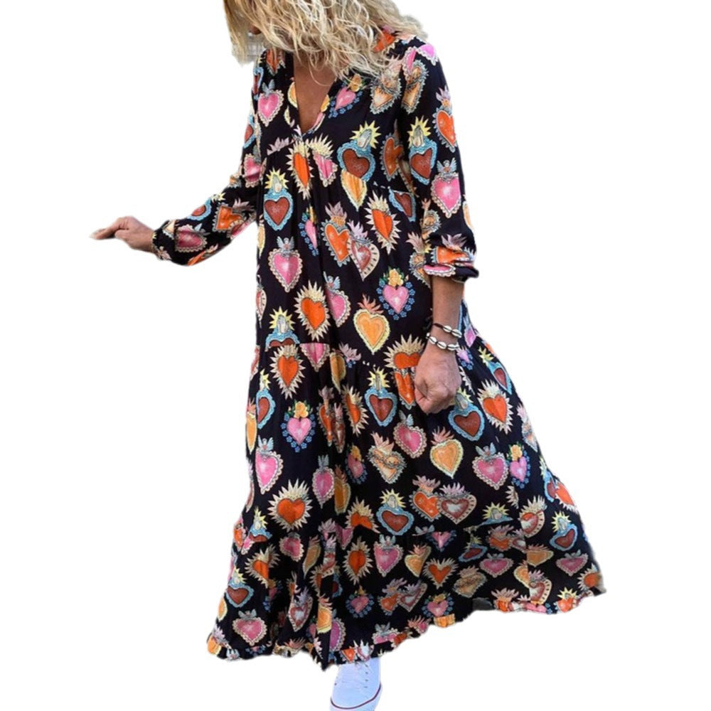 Plus Size Loose Fashion Print Plus Size Women's Autumn And Winter Dress 9