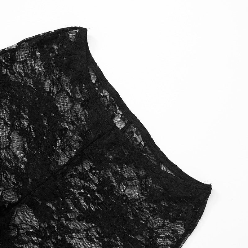 Women's ultra-short Strapless top lace Tight Fitting Knee-Length Shorts two-piece set 11