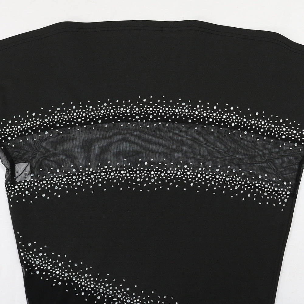 Women Sleeveless Beaded Patchwork Solid Dress 11