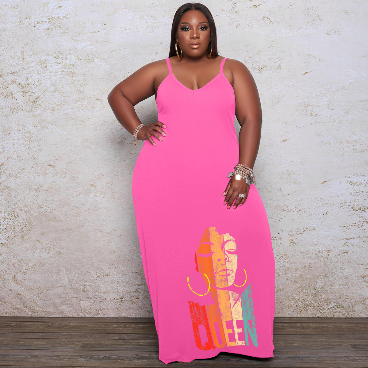 Plus Size Women Printed Slip Dress 3