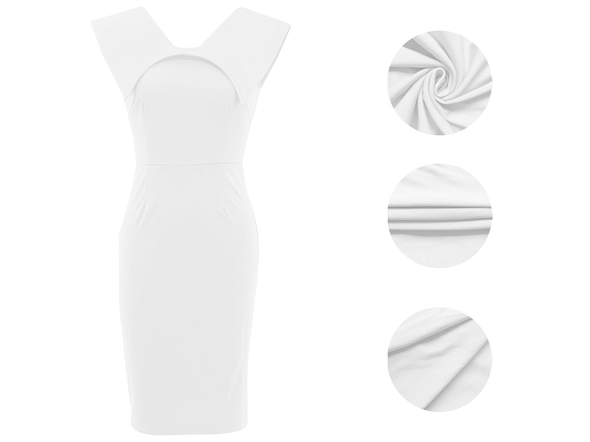 Women's Sleeveless Square Neck Zipper Slit Office Dress 36