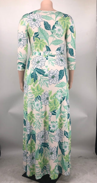 Plus Size Women Casual Print Maxi Dress 14