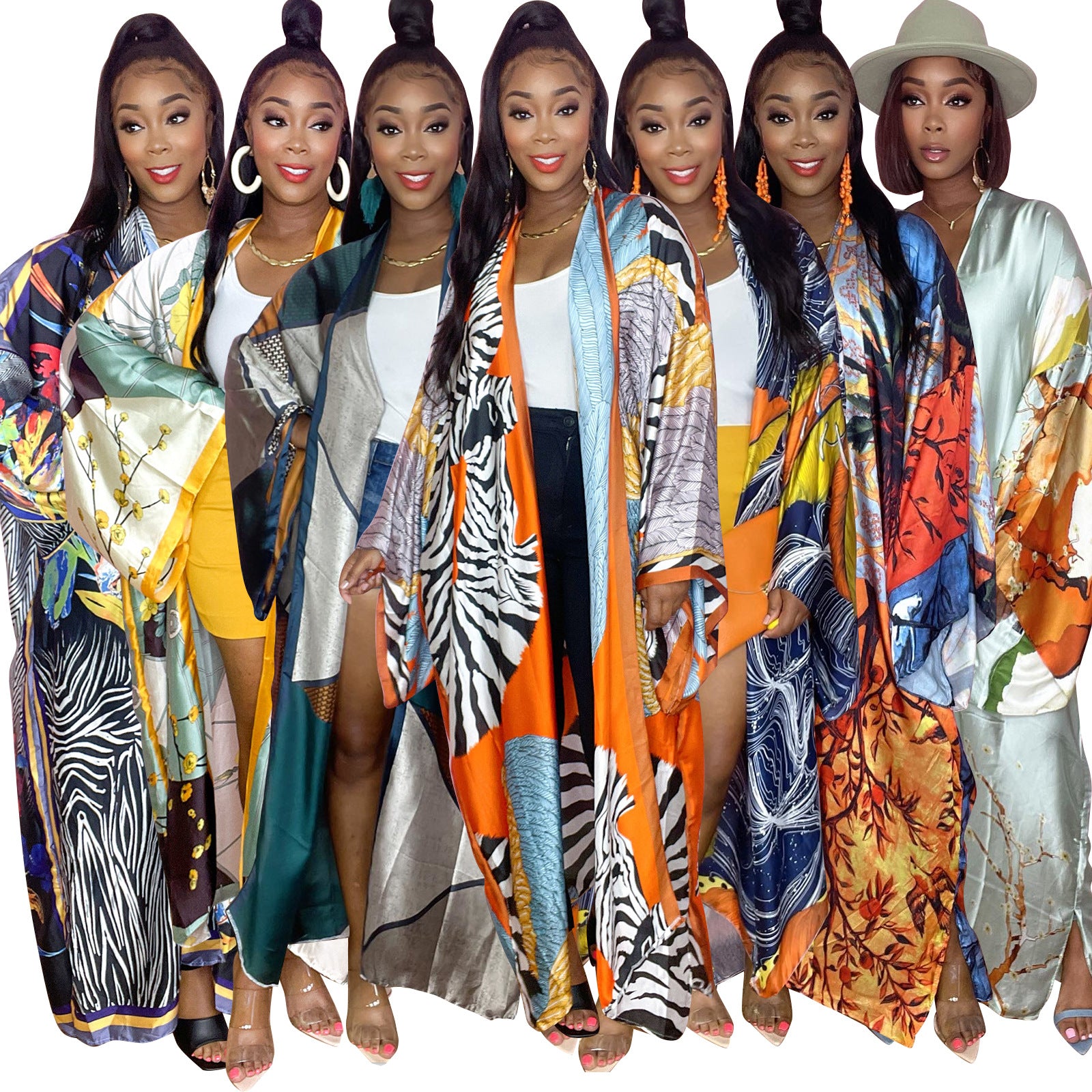 Women'S Printed Sunscreen Cloak Long Sleeve Cardigan